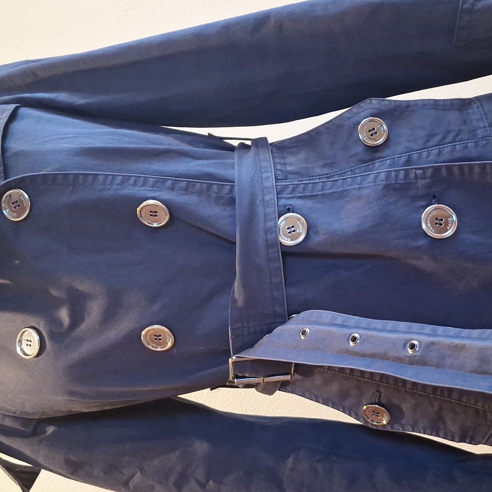 Spring Showers Brit Burberry Navy Double-Breasted Trench Coat Size 4 - Picture 7 of 13